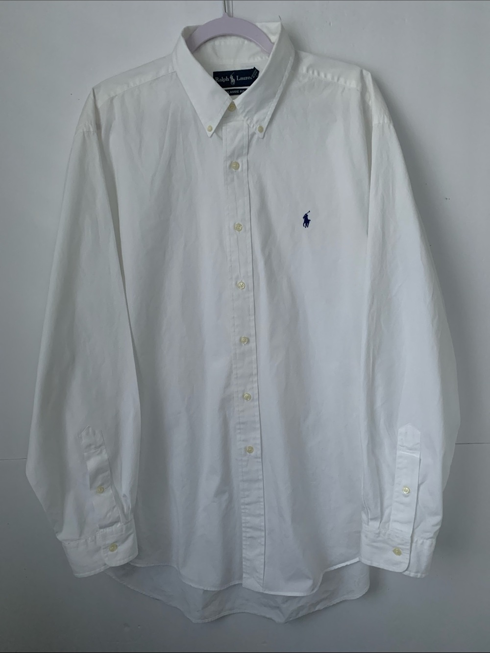 Ralph Lauren Men’s White Cotton Classic Fit Button-Down Shirt Size XL - Picture 2 of 7